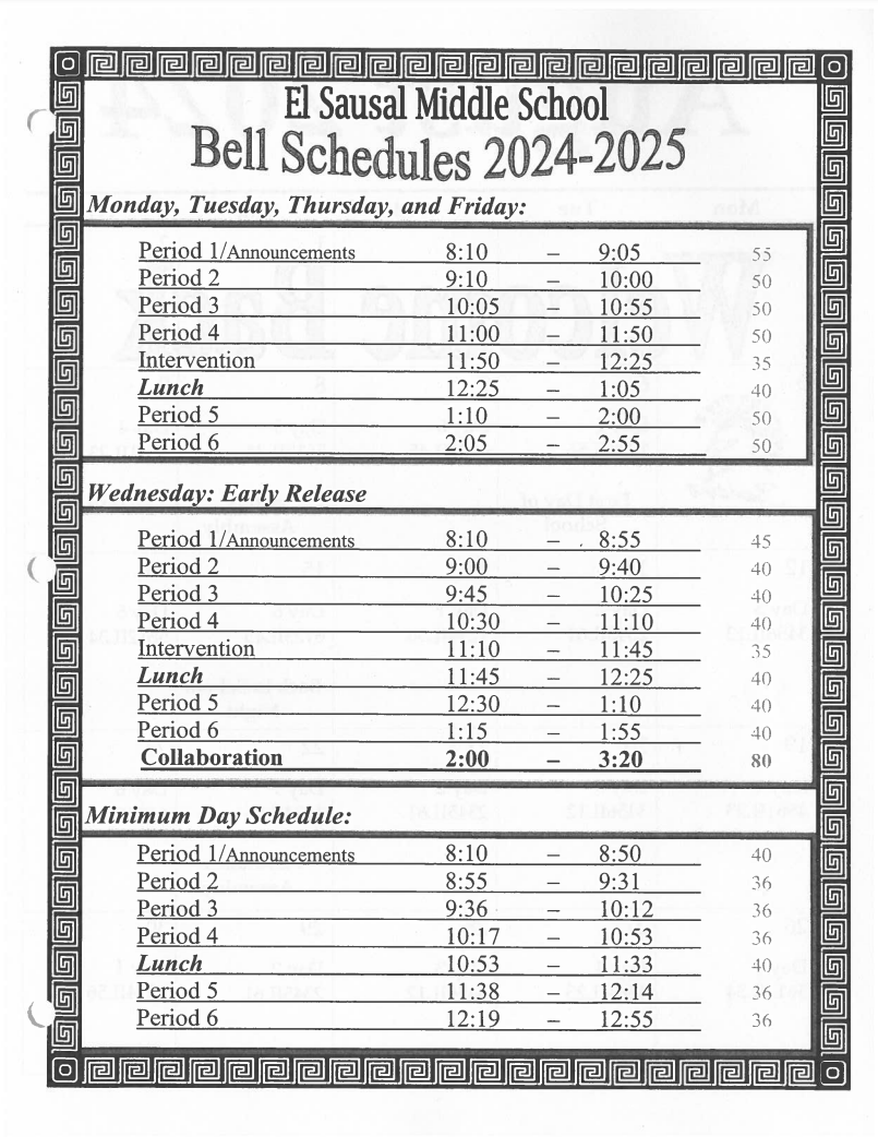 Bell Schedule PDF 