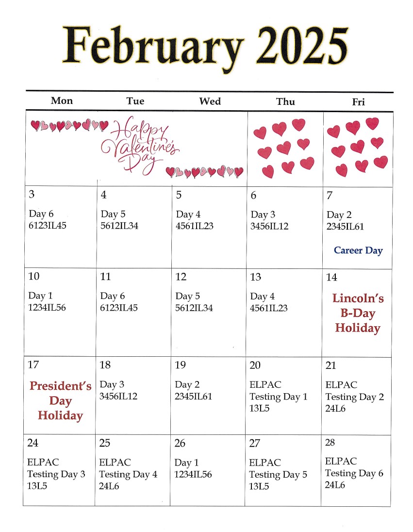 Feb Rotating Calendar