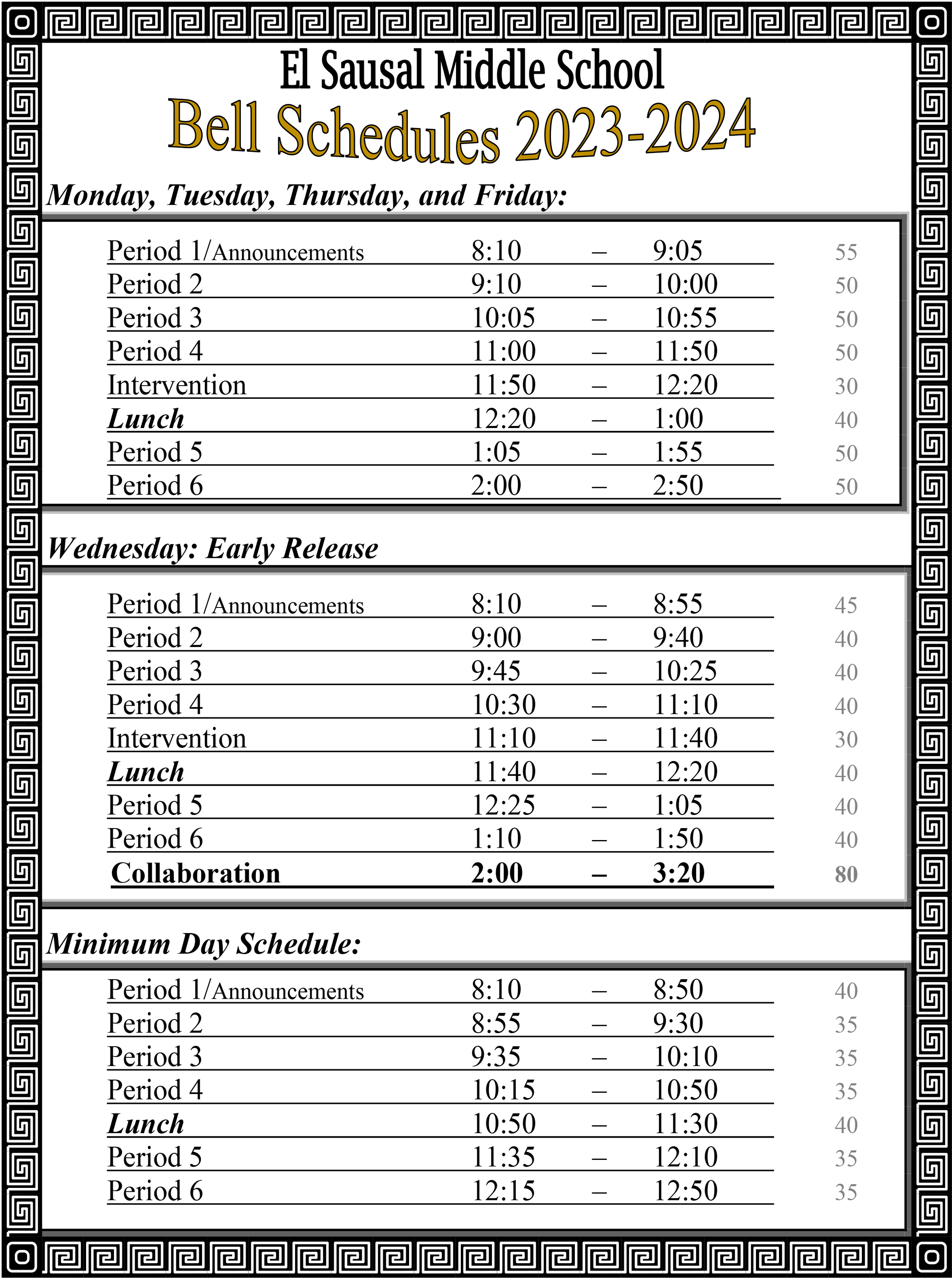 Bell Schedule PDF 